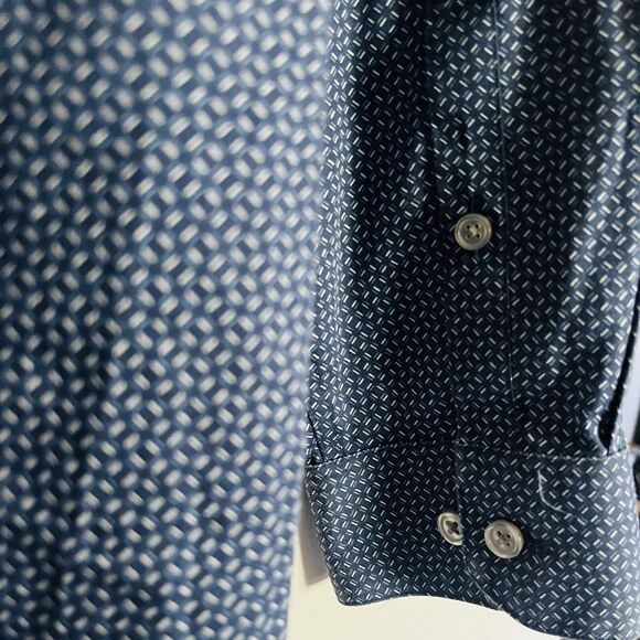 Kenneth Cole Men's Dress Shirt Regular Fit Stretch Blue Size 16 32-33 - Picture 6 of 9